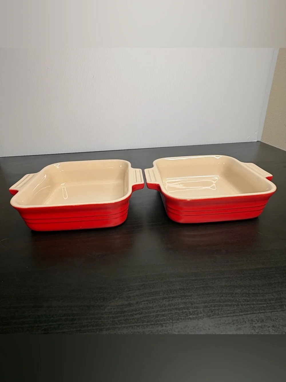 Cerise Red Le Creuset Square Petite Stoneware Baking Dish Set of 2 Casserole